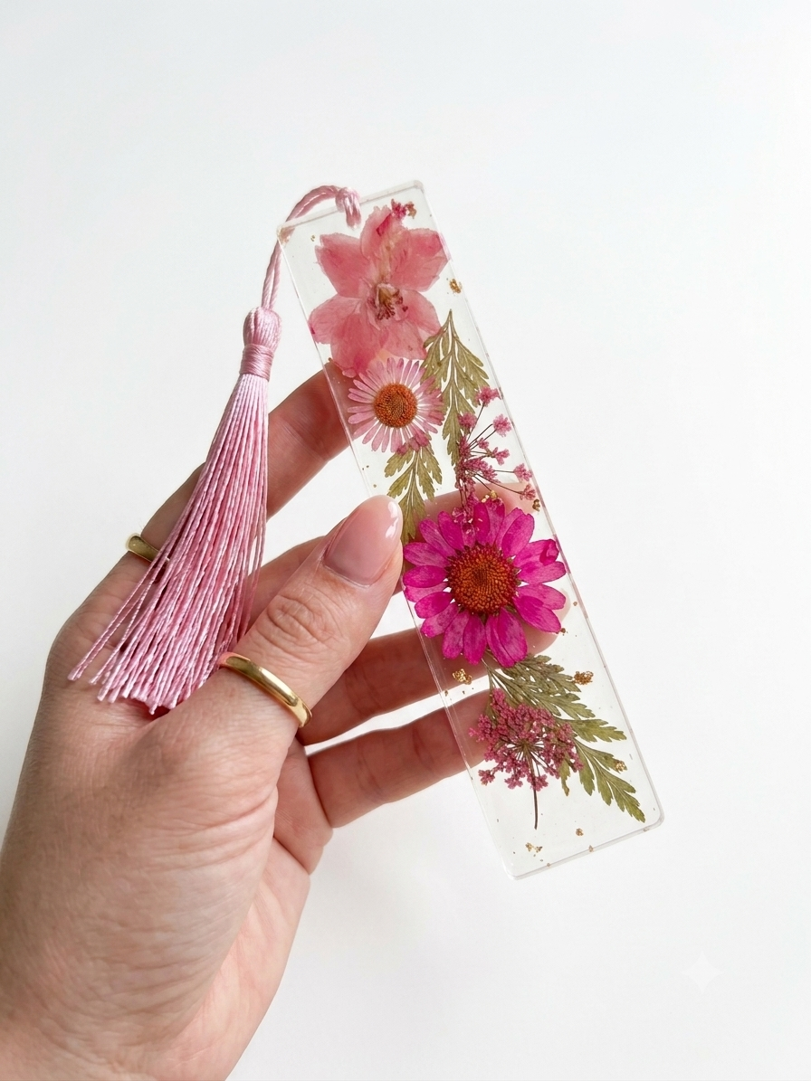 Marque page fleurs séchées en résine