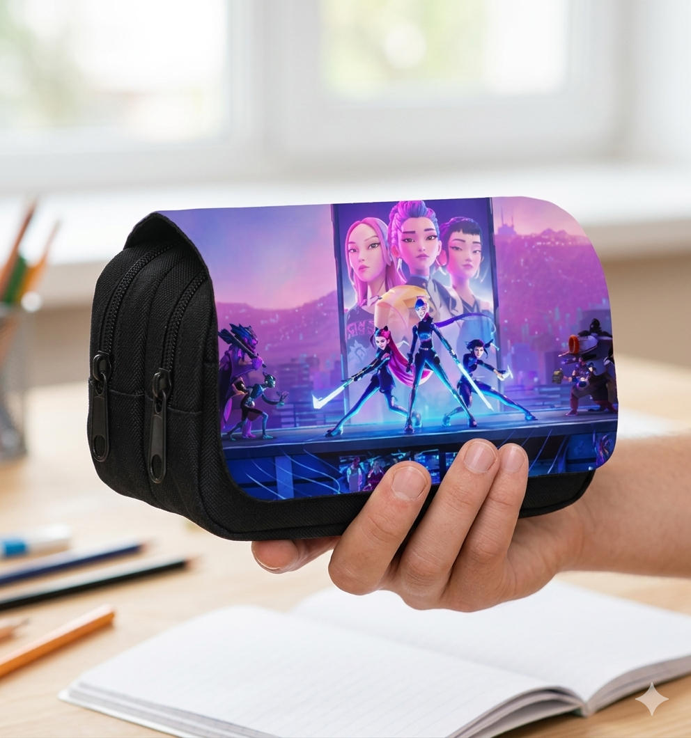 Trousse Scolaire Double Compartiment Demon Hunters bleu