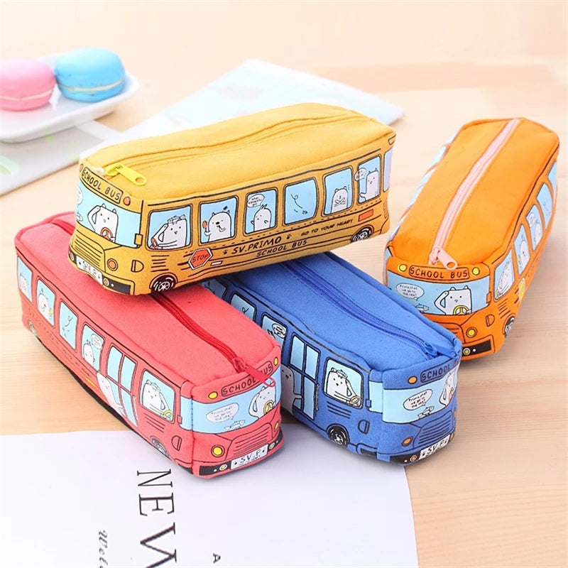 Trousse d'autobus Scolaire Mignonne, Bus Creative Grande Trousse à Crayons, pour la Trousse d'Écriture de Bureau