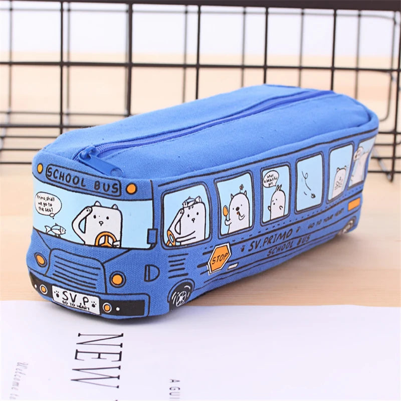 Trousse d'autobus Scolaire Mignonne, Bus Creative Grande Trousse à Crayons, pour la Trousse d'Écriture de Bureau