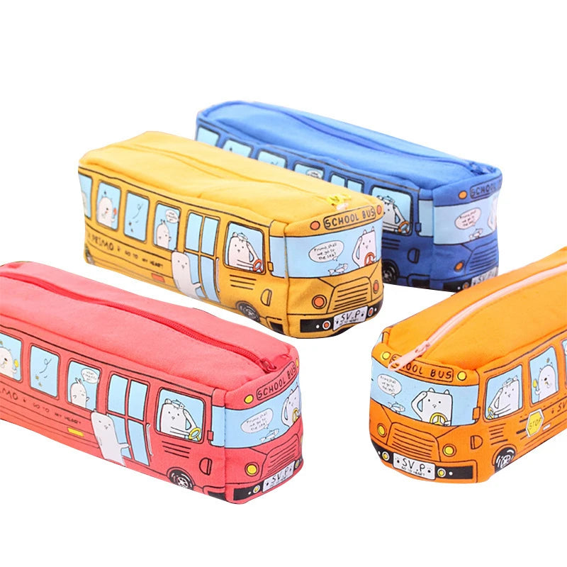 Trousse d'autobus Scolaire Mignonne, Bus Creative Grande Trousse à Crayons, pour la Trousse d'Écriture de Bureau