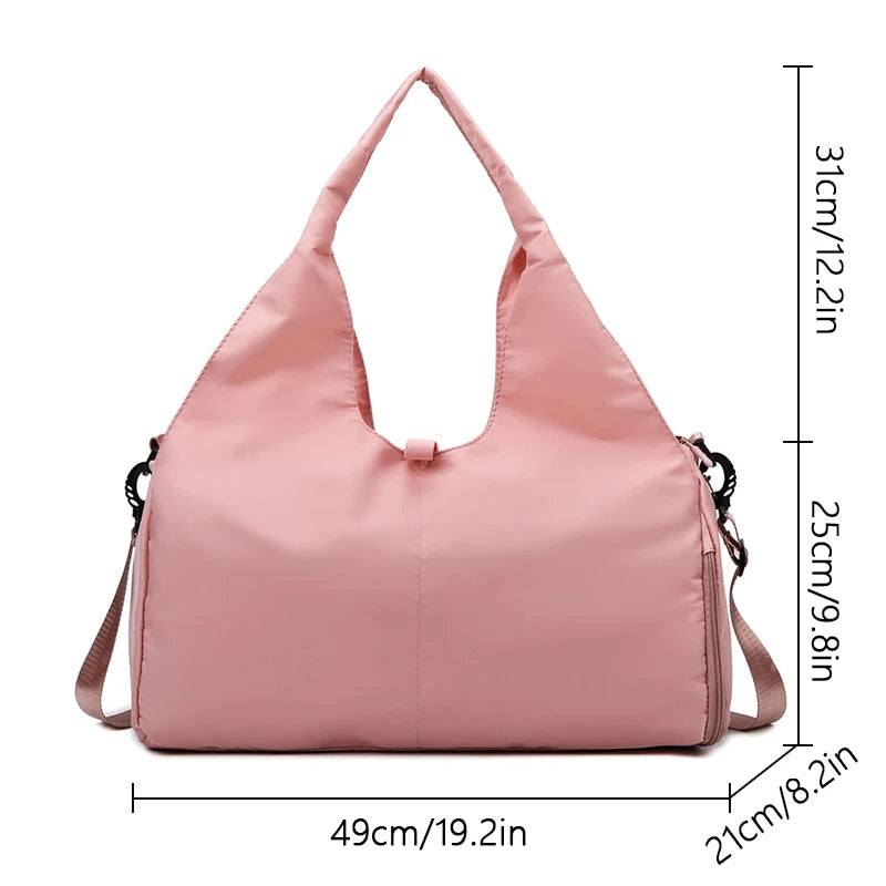 Sac de Sport Yoga pour Femme avec Compartiment Chaussures - Rose Poudré