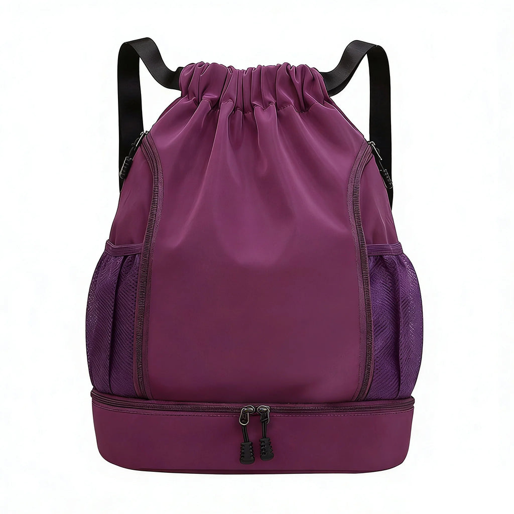 Sac à Dos de Sport à Cordon Noir avec Compartiment Chaussures - Imperméable