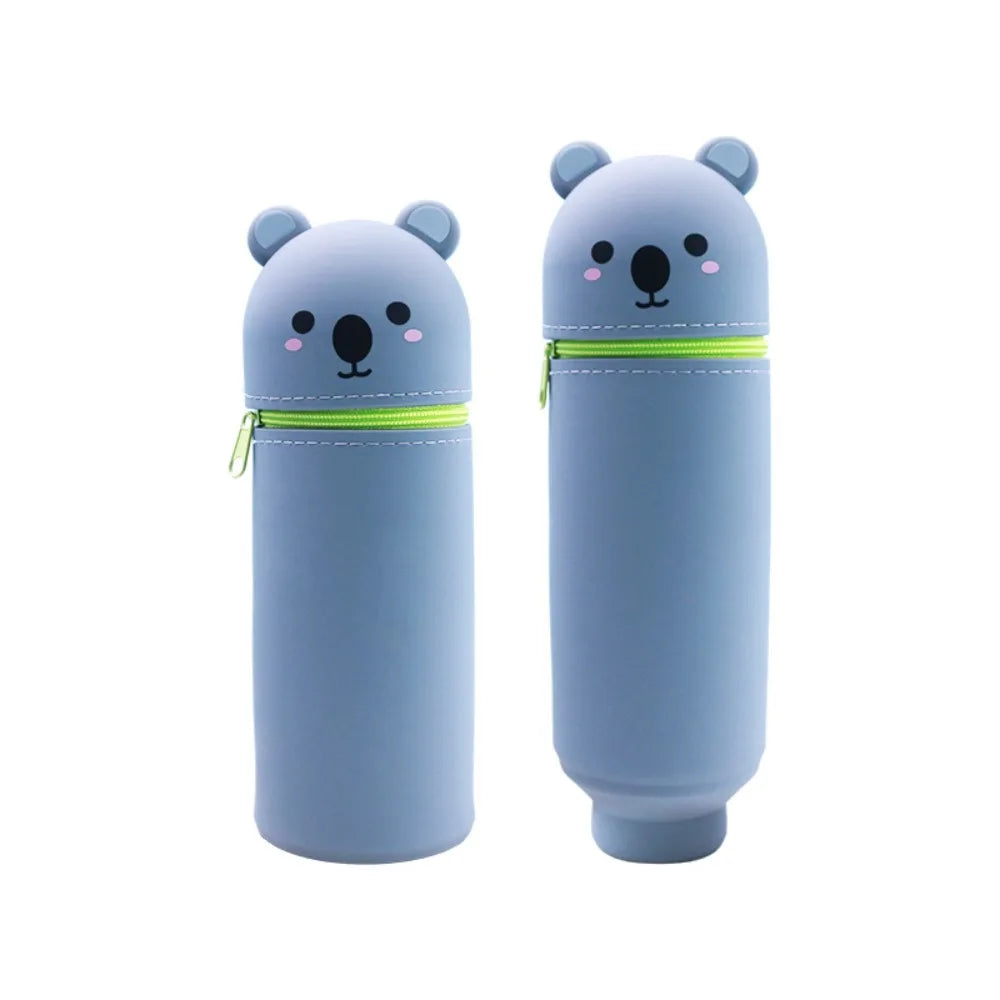 Trousse Scolaire Animale en Silicone Souple - Style Rétro & Casual