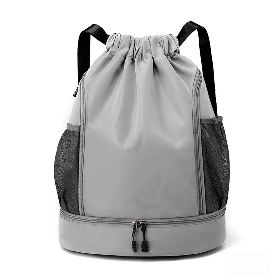 Sac à Dos de Sport à Cordon Noir avec Compartiment Chaussures - Imperméable
