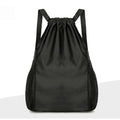 Sac de Sport à Cordons Noir - Sac à Dos Pochon Imperméable avec Poches Filet