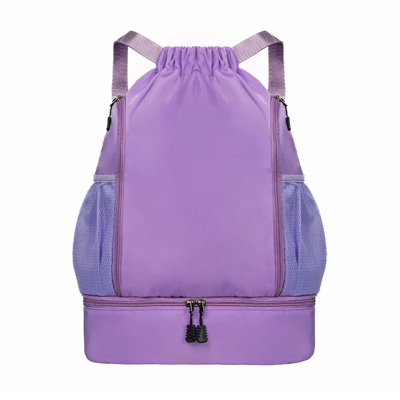 Sac à Dos de Sport à Cordon Noir avec Compartiment Chaussures - Imperméable