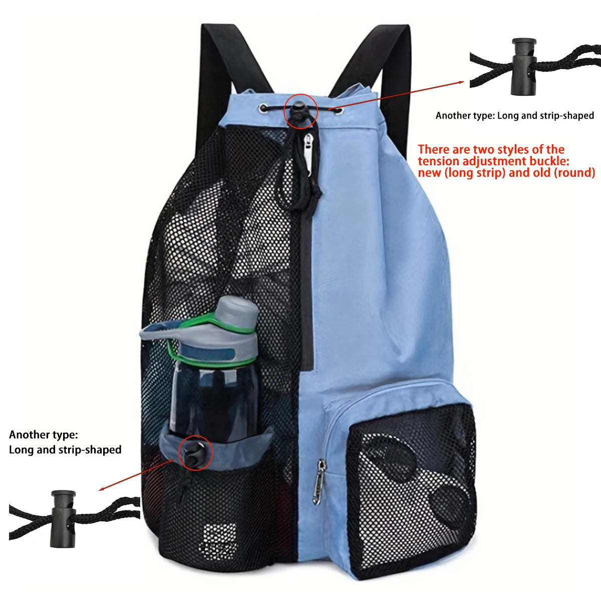 Sac de Piscine & sport à Cordons Noir - Sac à Dos Maille Respirante avec Poche Gourde
