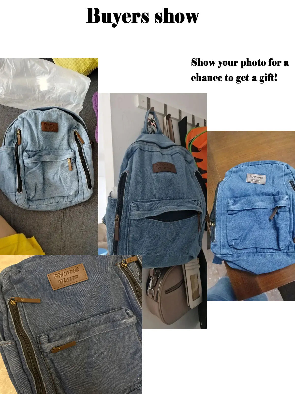 Sac à Dos en Jean pour Étudiant - Sac en Denim Vintage à Multiples Poches
