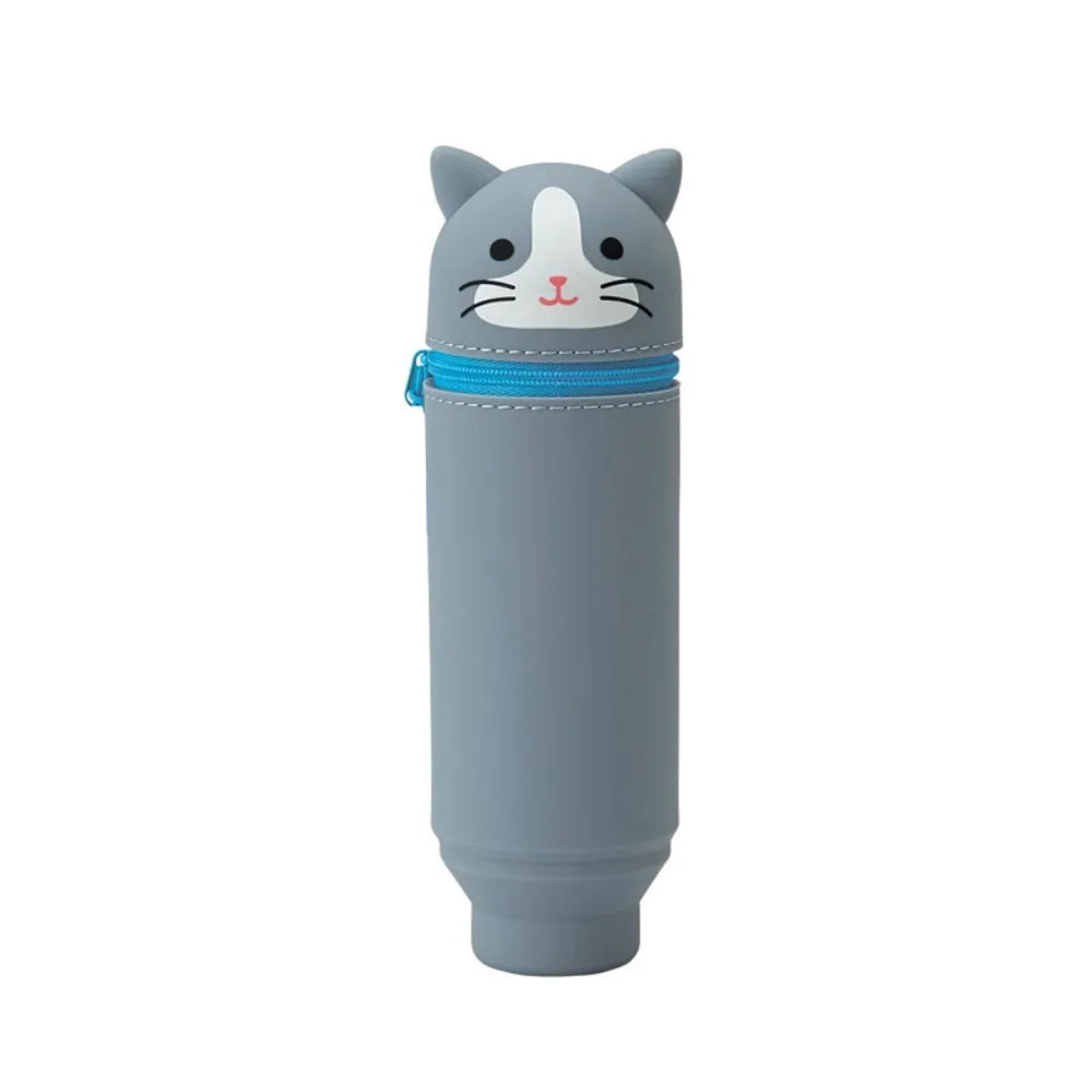 Trousse Scolaire Animale en Silicone Souple - Style Rétro & Casual