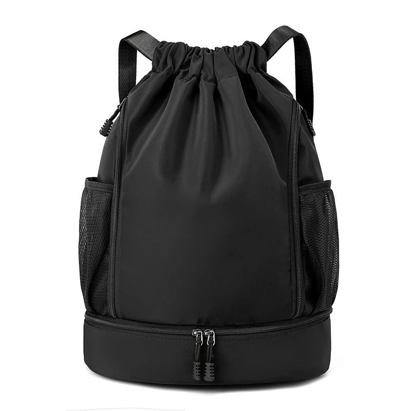 Sac à Dos de Sport à Cordon Noir avec Compartiment Chaussures - Imperméable