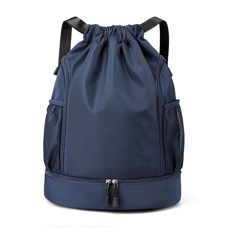 Sac à Dos de Sport à Cordon Noir avec Compartiment Chaussures - Imperméable