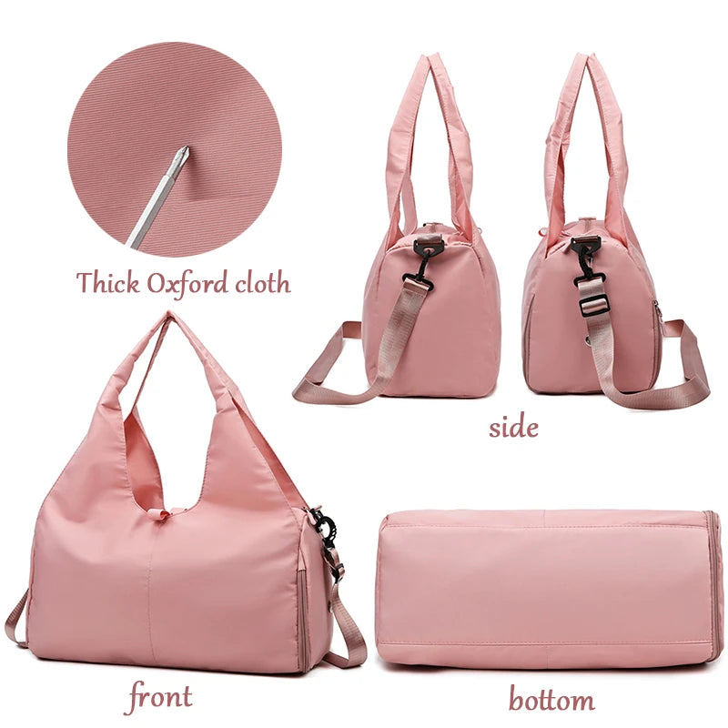 Sac de Sport Yoga pour Femme avec Compartiment Chaussures - Rose Poudré