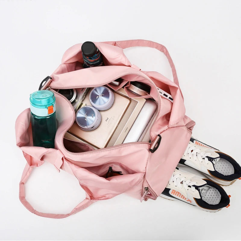Sac de Sport Yoga pour Femme avec Compartiment Chaussures - Rose Poudré