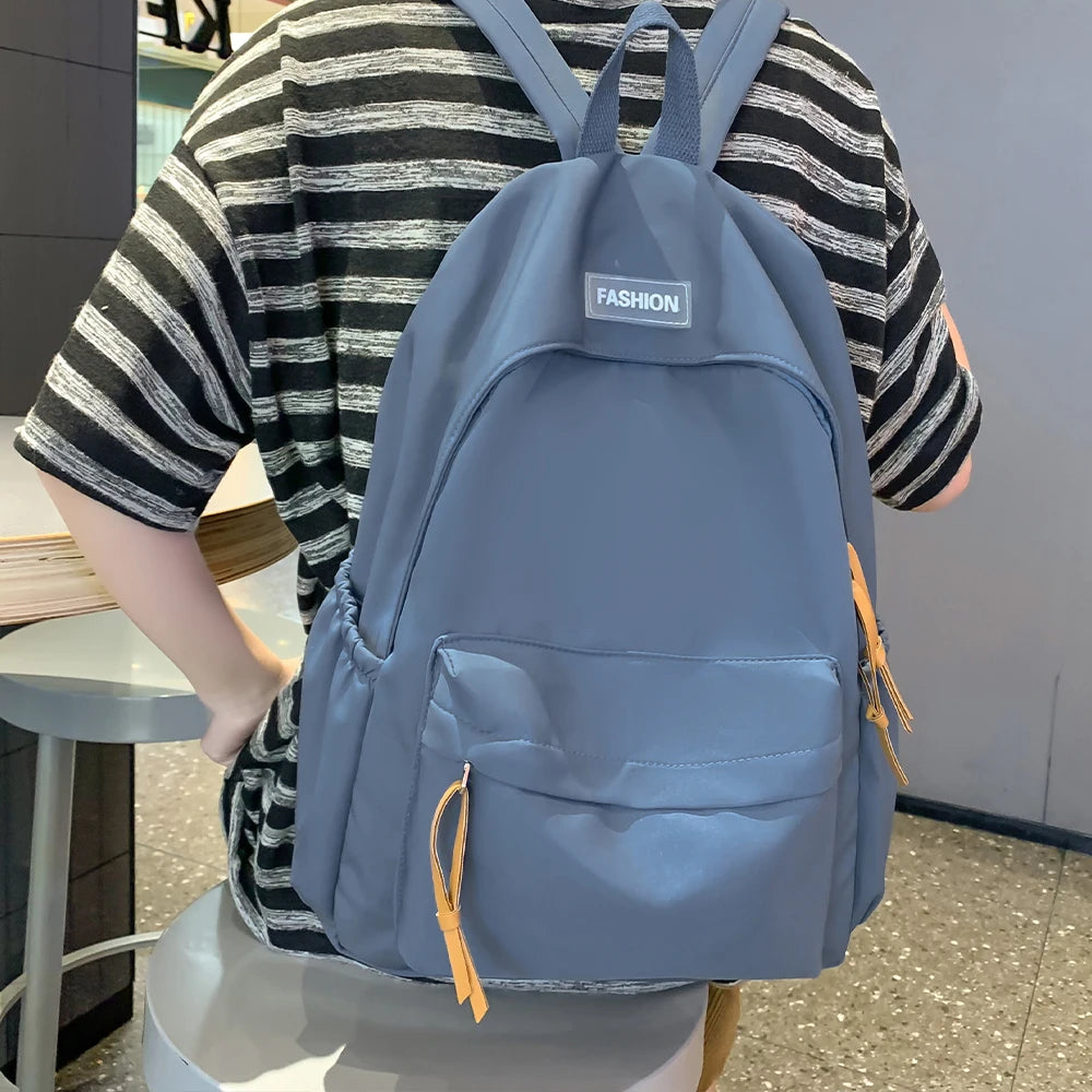 Sac à Dos Décontracté pour Collège et Lycée – Bleu Gris – Style Urbain