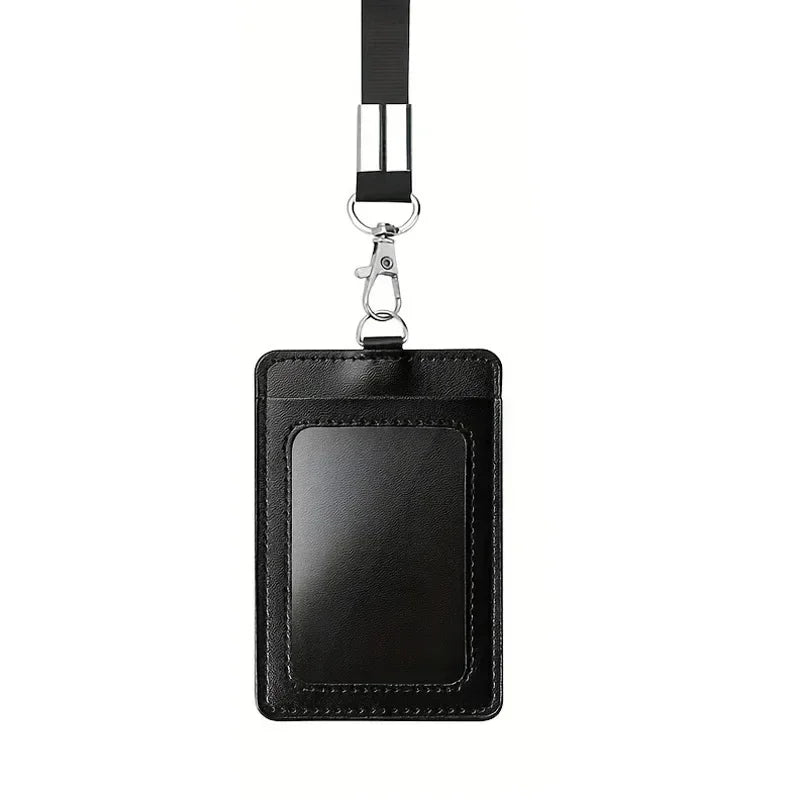 Porte carte avec lanière classique Noir