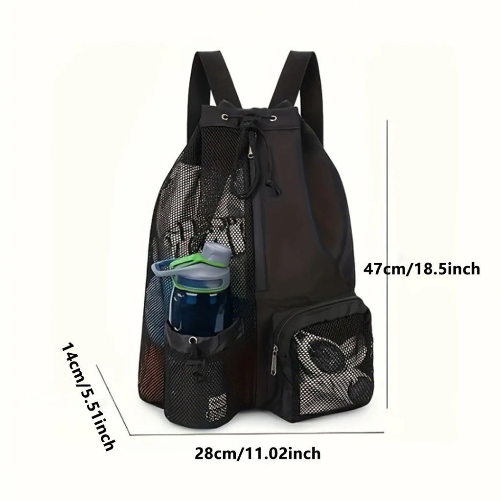 Sac de Piscine & sport à Cordons Noir - Sac à Dos Maille Respirante avec Poche Gourde