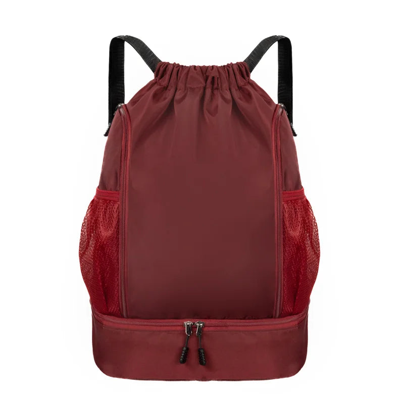 Sac à Dos de Sport à Cordon Noir avec Compartiment Chaussures - Imperméable