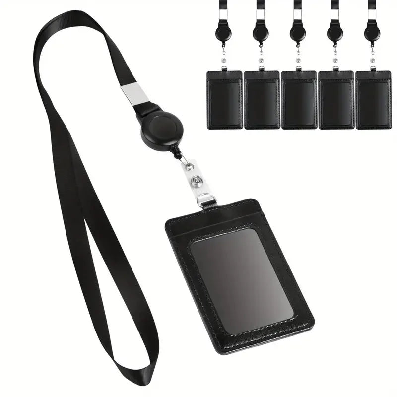 Porte carte avec lanière classique Noir
