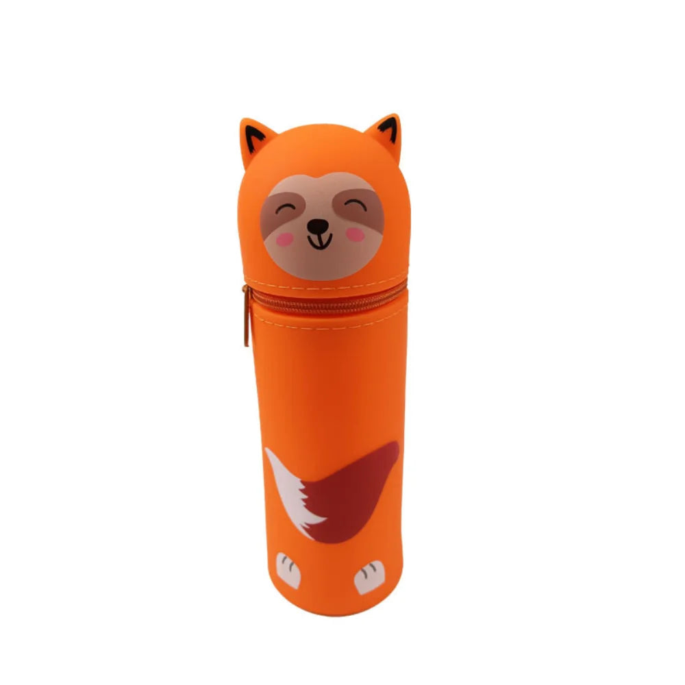 Trousse Scolaire Animale en Silicone Souple - Style Rétro & Casual