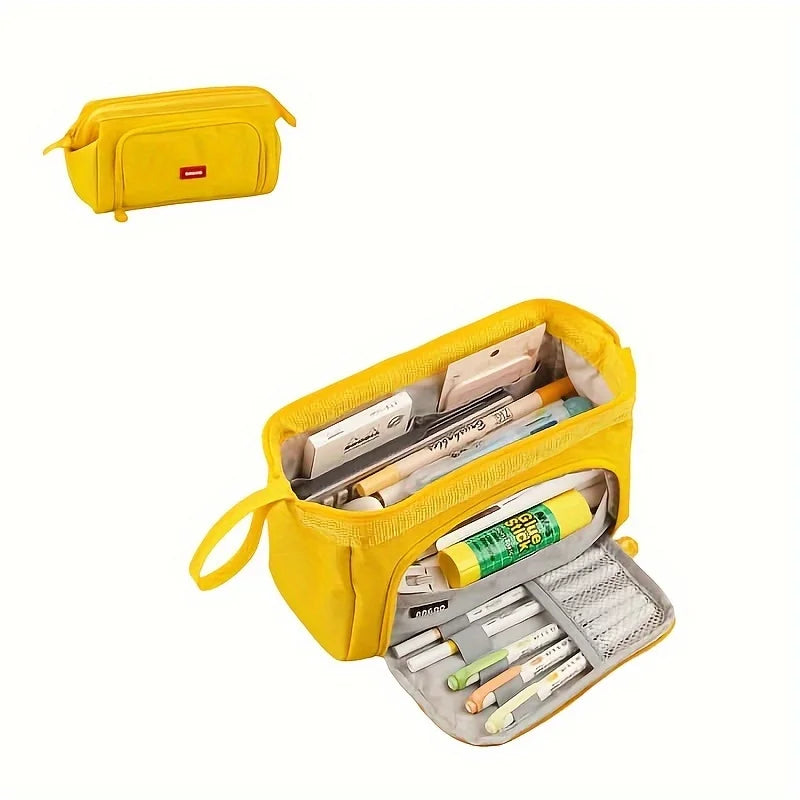 Trousse Scolaire ANGOO Grande Capacité Bleu Ciel - Rangement Stylos & Accessoires