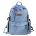 Sac à Dos en Jean pour Étudiant - Sac en Denim Vintage à Multiples Poches