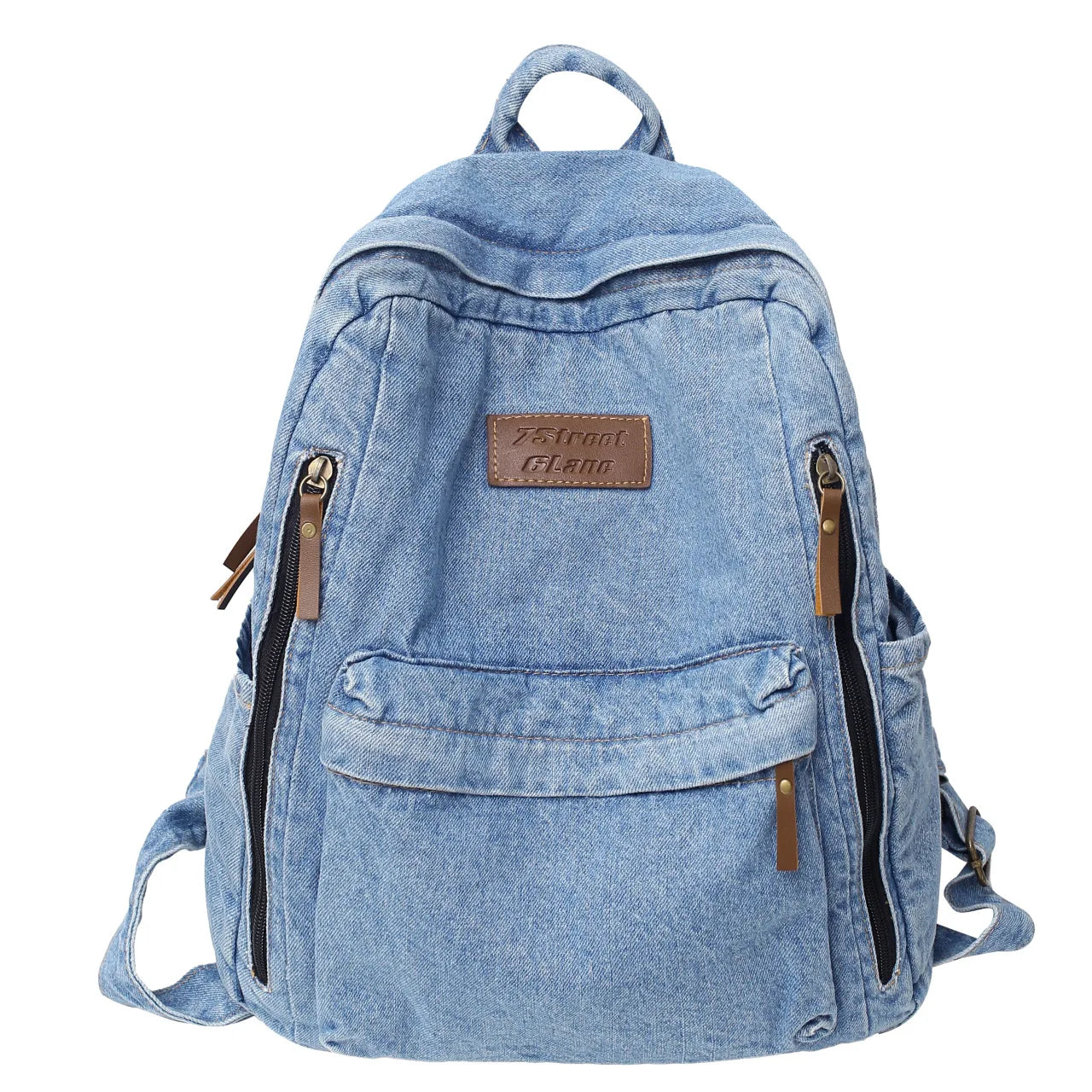 Sac à Dos en Jean pour Étudiant - Sac en Denim Vintage à Multiples Poches