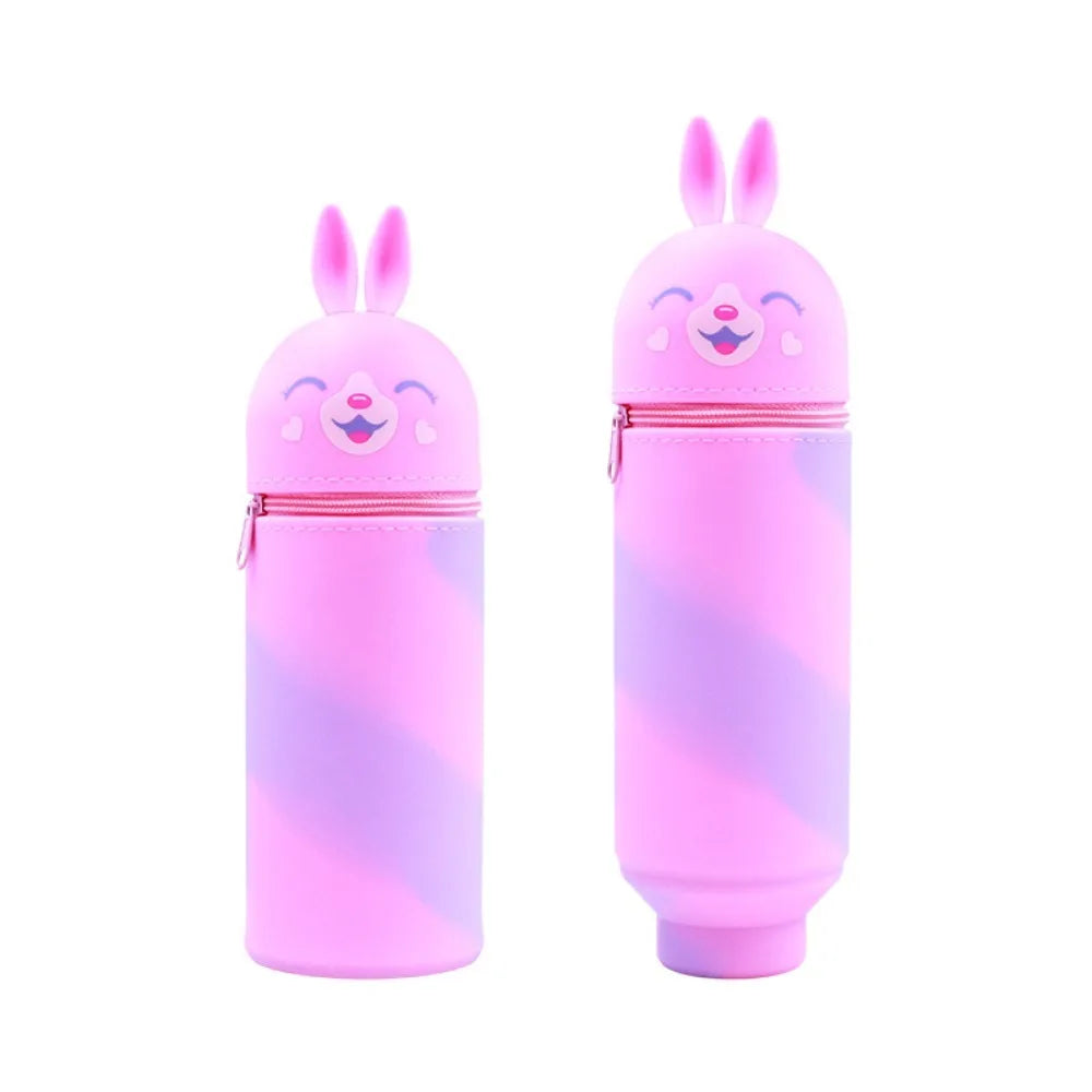 Trousse Scolaire Animale en Silicone Souple - Style Rétro & Casual