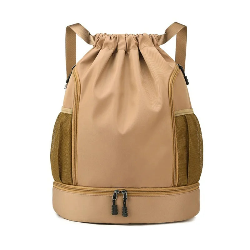 Sac à Dos de Sport à Cordon Noir avec Compartiment Chaussures - Imperméable