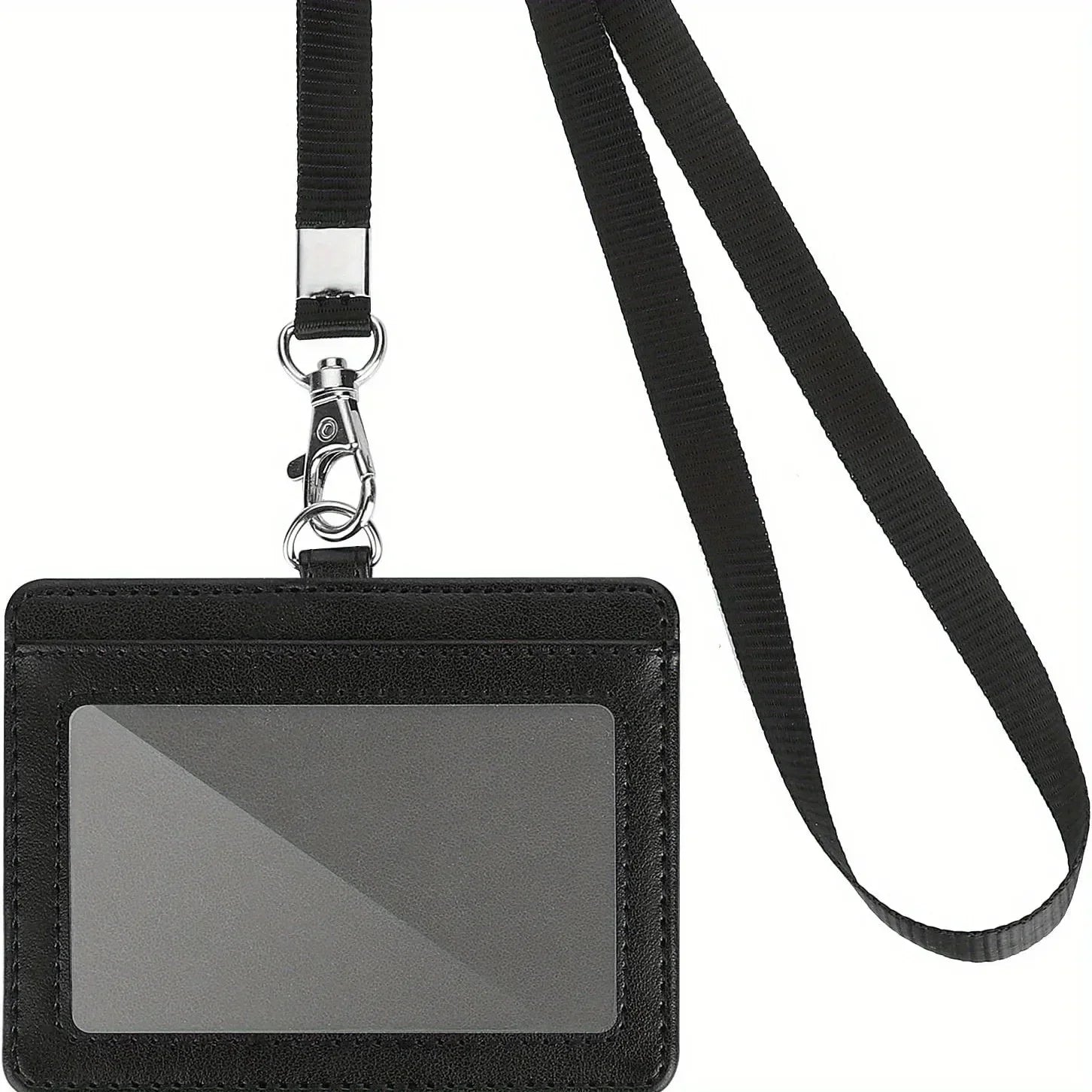 Porte carte avec lanière classique Noir