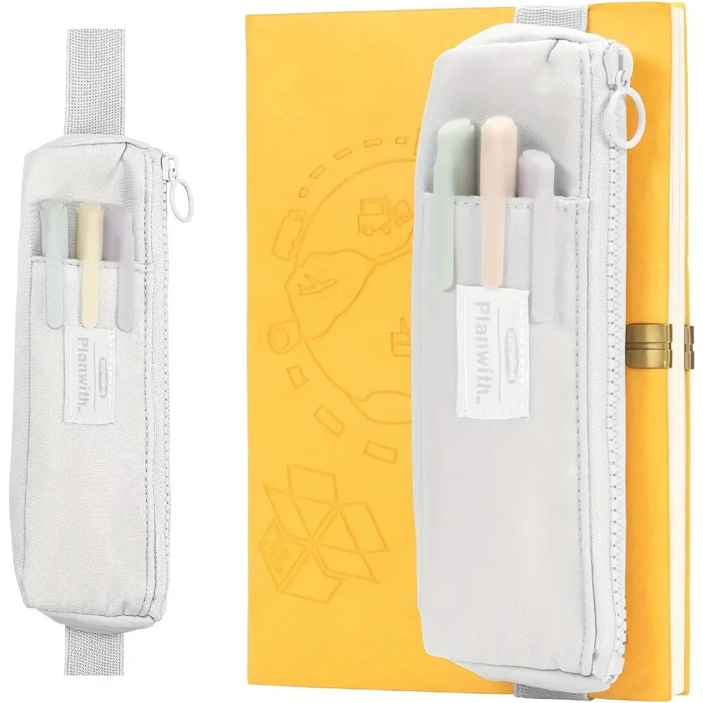 Trousses à stylos avec Bande élastique réglable, Petite Trousse à Crayons Fine pour journaux, école, Papeterie, Bureau