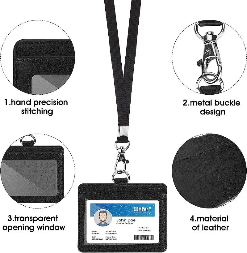 Porte carte avec lanière classique Noir