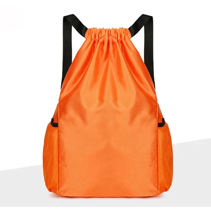 Sac de Sport à Cordons Noir - Sac à Dos Pochon Imperméable avec Poches Filet